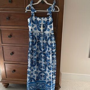 Tuckernuck Blue and White Maxi tile print dress new with tag